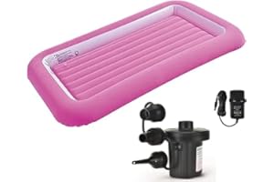 Elex Kid Airbed with Bumper/Junior Airbed with Bumper/Inflatable Bed with Airlock/Camping Bed/Electric Air Pump/Pink and Blue (RX1235)