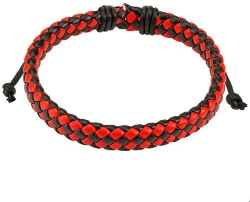 STRAP ADJUSTABLE MENS LEATHER BRAID COLOR RED AND BLACK FOOT RUGBY