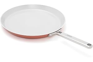 Ember Cookware Arcilla Ceramic Non Stick Tawa 28cm Non Stick Induction Cookware Non Toxic Roti & Chapati Pan ISI Certified Ceramic Cooking Tawa Steel Handle 5-Year Warranty Terracotta