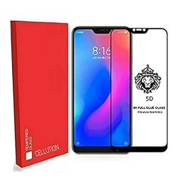 [in Stock] CELLUTION™ Full Glue 100% Coverage 5D Tempered Glass, Full Edge-to-Edge Screen Protector for Xiaomi Redmi 6 Pro (2018) - Black