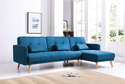 Bestmobilier - SCANDINAVE - Canapé d'angle réversible Convertible - 267x151x88cm - Bleu