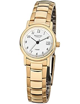 Regent Damenarmbanduhr Edelstahl goldplattiert F594
