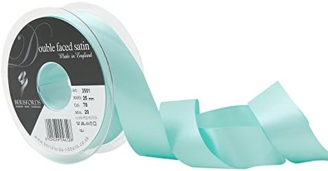 Berisfords 3501 25MM AQUA 78 10.5 x 10.5 x 3 cm Double Face Poly Satin Ribbon, Aqua