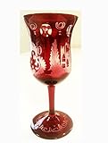 handgeschliffen Egermann Weinglas, Sherry Glas Böhmisches Glas rubin rot Antik Glas Sammler Glas gebraucht Zustand wie neu Höhe ca. 14 cm