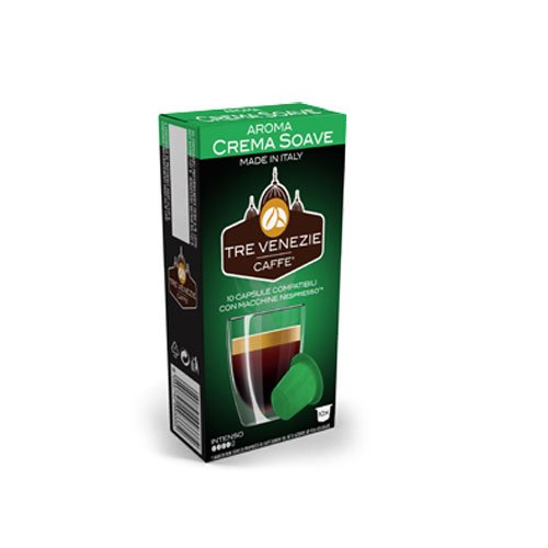Preisvergleich Produktbild TV-Tre Venezie Caffè crema soave Mischung 30% Arabica 70% Robusta samtiger Crema alternative Nestlé Nespresso® Kompatibel Alternative 10 alternative Ersatz Kapseln aus Italien für Kaffee Creme Espresso Milchkaffee Italian CoffeeFuer die Kaffee lieberhaber von einem Cremigen Kaffee dunkle Röstung