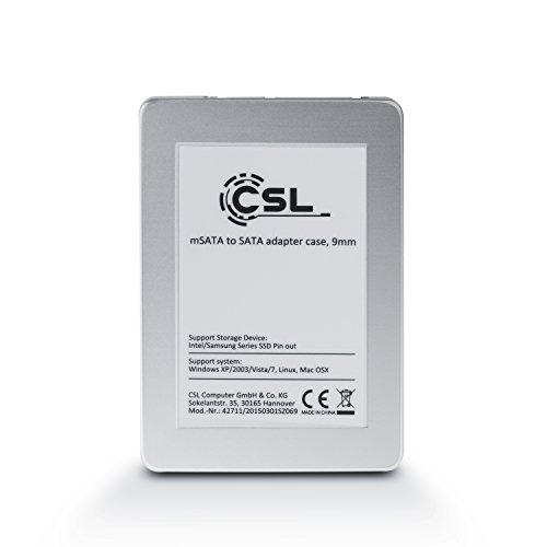 CSL 2,5″ mSATA zu SATA Adapter-Gehäuse / Festplatten-Gehäuse / Laufwerksrahmen | Konverter Adapter | bis zu 6 Gbit/s | 9mm | silber | Aluminium - 4