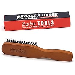 Brosse à barbe et moustache avec poignée de grande qualité. 100% de poils de sanglier. Idéale pour l'utilisation d' huile, de baume et de tous soins de barbe (18,50X3,60X2,80cm). ✮ BARBER TOOLS ✮