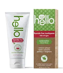 Hello Oral Care Kids Fluoride-Free and Toothpaste, Natural Watermelon 4.2 Oz