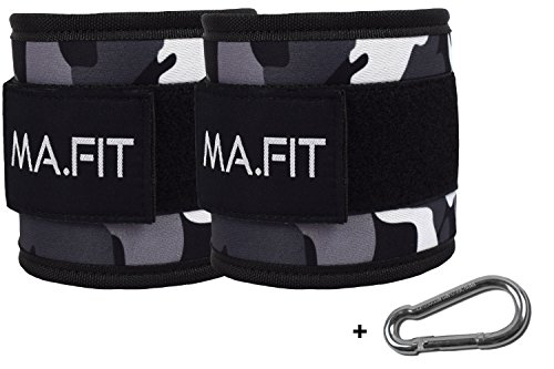 2x Fußschlaufen von MA.FIT inkl. Karabinerhaken-für Damen und Herren(gepolstert)-Fitness am Kabelzug