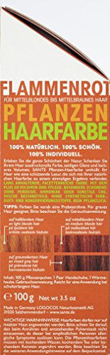 SANTE Naturkosmetik Pflanzen-Haarfarbe Pulver flammenrot (100 g) - 3