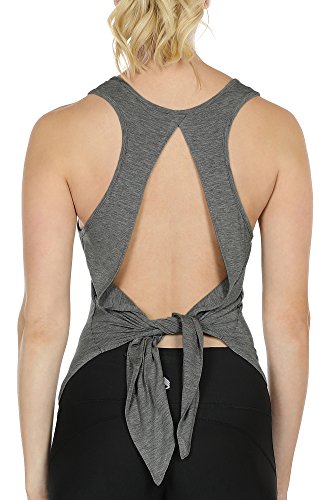 icyzone Débardeur de Sport Femme - Tops sans Manches Gilet Dos Ouvert Exercice Yoga Shirt