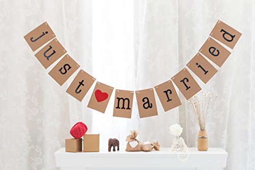 Musuntas Girlande Vintage / Rustikal Kraftpappe “Just Married“, – als Deko zur Hochzeit - 3