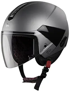 Steelbird Hi-Gn SBH-5 VIC Female High Impact ABS Material Shell Open Face Helmet with Plain Visor (Matt Silver, Medium)