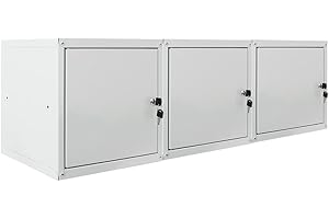 PROREGAL Mega Deal Cubic Lot de 3 casiers verrouillables en métal Gris H x l x P 35 x 35 cm