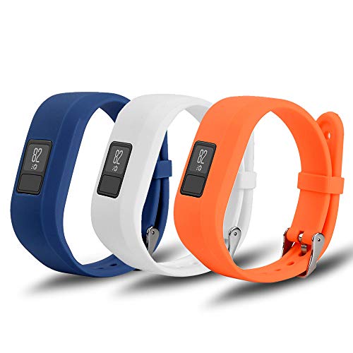 FUNKID Bracelets pour Garmin Vivofit 3, Réglable Bracelet pour Garmin Vivofit3, 3 Pièces (Blanc,Orange,Bleu)