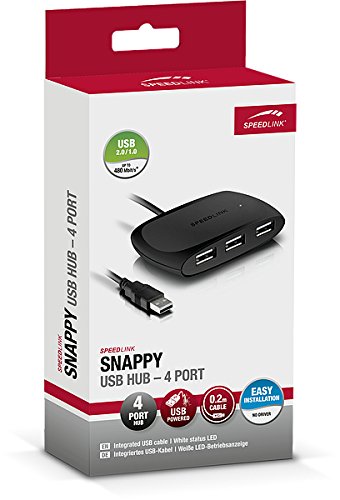 Speedlink Snappy passiver 4-Port USB Hub (4-USB 2.0 Anschlüsse, 20cm integriertes USB-Kabel) schwarz - 3