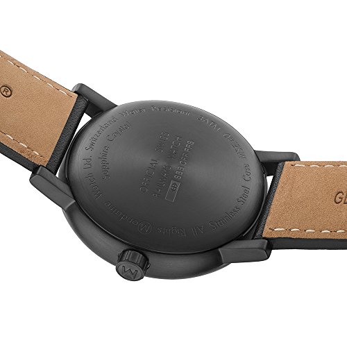 Mondaine Men's evo2 40 mm sapphire  Watch with St. Steel IP black Case black Dial and black leather with black stitches Strap MSE.40121.LB