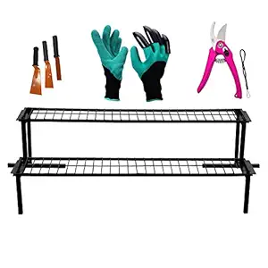 Green Touch 2 Step Stand for Multiple Plants and Pots Stand, Indoor Shelf Holder Rack, Gardening Stand,Indoor Outdoor (Black) with Hand Gardening Tools