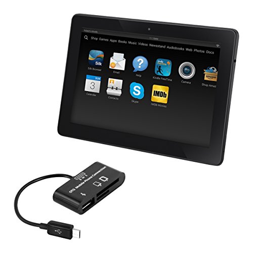 kwmobile 3in1 Micro USB OTG Kabel Adapter für Amazon Kindle Fire HD 7 (2014) – Card Reader Tablet Kartenleser Anschluss für USB 2.0 / SD Karte / Micro SD Karte in Schwarz - 3