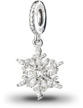 ATHENAIE 925 Sterling Silber plattiert Platin mit Pave Clear CZ Frozen Schneeflocke Silber baumeln Anhänger Tropfen...