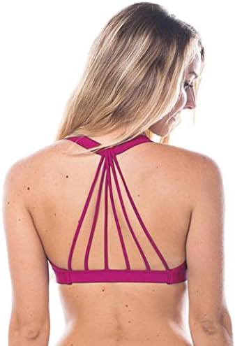 Byjia Women Yoga Sports Bra Straps Back Top Gym Workout Jogging Fitness Exercise Aerobics Vest Elasticity Dance Running . Rose Red . M