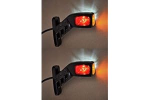 VNVIS Lot de 2 feux de position latéraux LED 12V / 24V Fixation au châssis pour camions et camions bennes - Rouge/Blanc/Orange