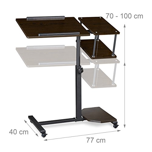 Relaxdays Laptoptisch höhenverstellbar XL HBT: 100 x 77 x 40 cm Großer Notebook Tisch als Sofatisch und Beistelltisch mit 4 bremsbaren Rollen für Tablet mit Mouse Ablage und Antirutsch-Leiste, schwarz - 3