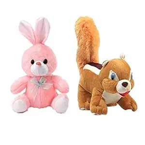 Future shop Soft Toys Combo of Teddy Bear & Squirrel Stuffed Plush Lovable Huggable Toy for Kids & Children Playing Birthday Gift Present (Pack of 2 , Multicolor) Design -2