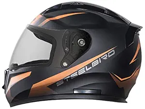 Steelbird SA-1 Whif Full Face Helmet in Matt Finish (Large 600 MM, Matt Black/Orange with Plain Visor)