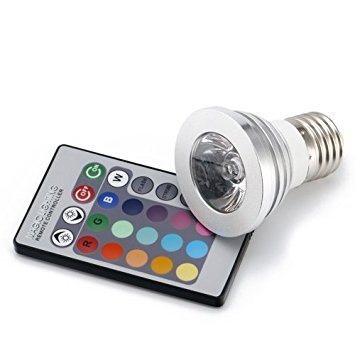 fitTek 3W E27 AC 90 ~ 240V 16-Color di telecomando lampadina di RGB LED IR