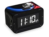 Fácil de manejar y usar BigBen Interactive Radio Despertador Infantil con Números Grandes Diseño Balón, Plástico, Negro, 16x10x9 cm