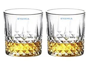 Syanka Crystal Nest Design Whiskey Glasses Set of 2 (Barware for Scotch, Bourbon, Liquor and Cocktail Drinks, 320 ML)
