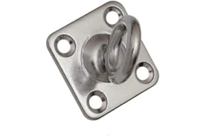 GUMMIPRODUKT Edelstahl Augplatte - verschiedene Modelle und Größen Zurröse Wandöse Ösenplatte Augenplatt Deckenhaken (Modell E, 50x50mm)