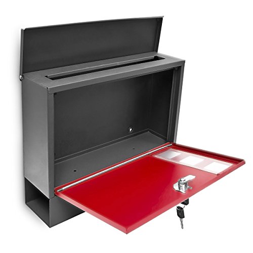 Design Briefkasten Metall 36x30cm Schwarz-Rot - 3