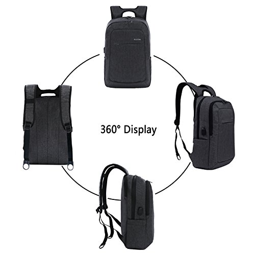 Slotra Laptoprucksack USB-Ladeanschluss Business 15.6 Zoll Slim Backpack Schule Outdoor Resien(dunkelgrau) - 2