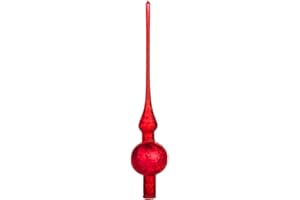 ‎THÜRINGER GLASDESIGN Thüringer Glasdesign Christbaumspitze 28cm | Weihnachtsbaumspitze aus Glas | Spitze Made in Germany (rot Eislack)