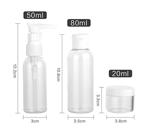 Schönes leben* 10tlg. Reiseflaschen Set mit Tasche Travel Bottles Kosmetikbehälter Reisegröße Flüssigkeitsbehälter für Shampoo, Conditioner, Lotion, Creme - 2