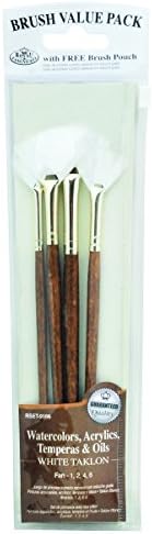 Royal White Taklon Fan 4 Piece Value Pack Brush Set - Rset-9166 - 3 Pack