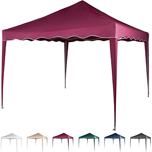 Faltpavillon 3x3 m, WASSERDICHT, Farben wählbar, inkl. Tragetasche + Zubehör, versiegelte Nähte, DIN ISO zertifiziert, Weiß Champagner Blau Grün Burgund Rot Anthrazit Schwarz, Gartenzelt, Festzelt