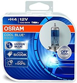 Osram H4 12 V 100/90 W P43t Cool Blue Boost 5000 K + 50% Hyper Blue Xenon Look