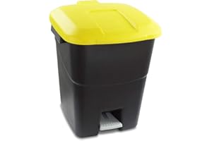 GBBSafety EU Manufactured - 50L Pedal Operated Bin - Yellow Lid - For for Trash and Rubbish - Clinical Waste Disposal (Yellow Lid, 1)
