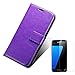 Produktbild ISENPENK Samsung Galaxy S7 G930F Hülle Leder Flip Case PU Leder Tasche Bookstyle Cover Case mit Intern Karte Schlitz,Anti-Sturz Stoßfest Abdeckung Entwurf Stoßdämpfend Triangle Hemming Schutzhülle,Magnetic Closure Wasserdicht Case Brieftasche mit Standfunktion Tasche für Samsung Galaxy S7(2016) 5.1Zoll-[lila]+ Panzerglas Folie/ Display foile/ display schutzfolie