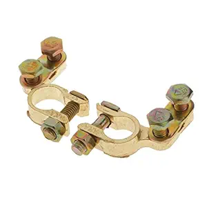 Speedwav 2Pcs Replacement Car Battery Terminal Clamp Clips Connector Gold For Hyundai EON MID_Widwere190