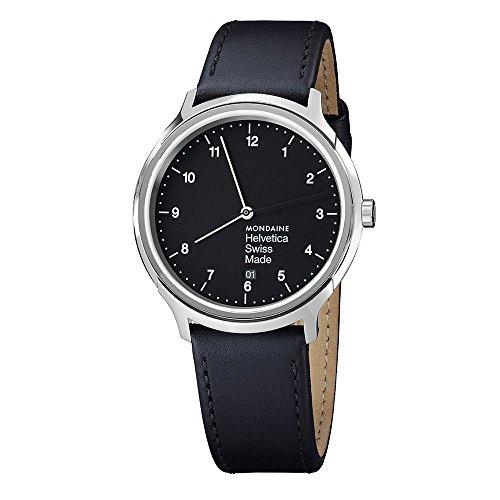 Mondaine Men's Quartz Watch with Black Dial Analogue Display and Black Leather Strap MH1.R2220.LB