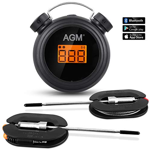 Preisvergleich Produktbild AGM Grillthermometer Fleischthermometer 6 Sonden,Fleischthermometer Digitales Wireless Bratenthermometer,Bluetooth BBQ Grillen Kochen Essen Thermometer mit APP, für Küche, Grill, Backen,Rachuer Ofen