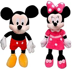 Pearl World Presents Combo Pack of Mickey Mouse and Minnie Mouse Teddy Bear Soft Toy for Baby Girl and Boy Birthday Gift Mickey Mouse Soft Toy (Red/Pink, 50 cm)