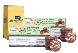 Dr.BHADRES Combo Pack of Moong Dal Cookies & Brain Biscuits 550 gm(270 gm+140x2 gm) | Brain Biscuits for Kids | Cookies Gift Packs | Biscuits and Cookies