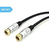 Maxhood 10Ft / 3M 75 OHM Digital Coaxial Type F Male to Male Satellite Cable With Golden Plated Aluminum Connector for Coax Cables and Satellite Television