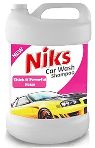 Niks Auto Specialty Car Wash Shampoo 5 Ltrs. Color Safe-Ph Neutral- Thick Foam | Pressure Wash | Machine Wash | Manual Wash