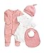Mamas and Papas Baby-Girls 4 Piece Clothing Set, Multicoloured (Hot Peach), 3-6 Months